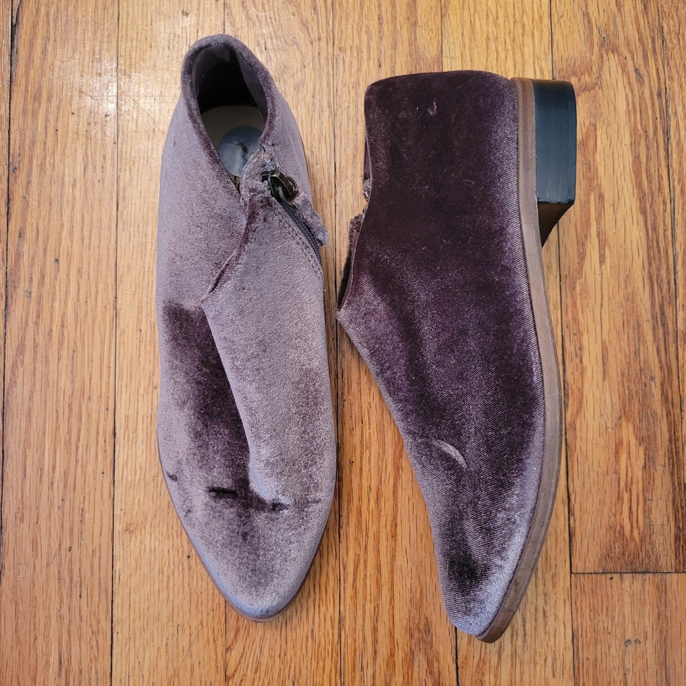 Kelsi Dagger Brooklyn 7 ALIA Berry Brown Velvet Point Toe Ankle Boots Booties